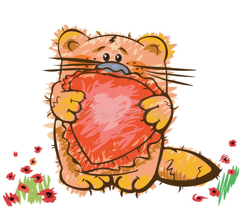 Download Cute kitten with heart stock vector. Illustration of baby ...