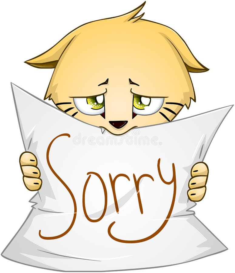 Cute Kitten Holds Sign Of Apology