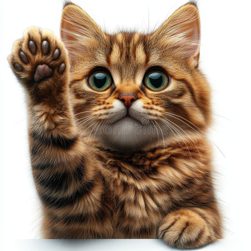 Cute Kitten Raising Paw Adorable Pet stock illustration