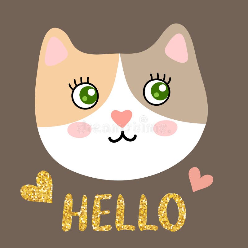 Cute Cat With Anime Emotion And Speech Babble Saying Hello Hand Drawn  Vector Illustration Of Kitty In Flat Cartoon Design Cute Childish Clip Art  With Kitten Isolated On White Background Stock Illustration 