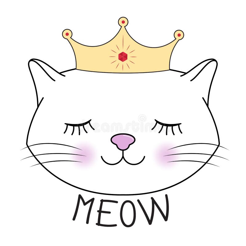 Kawaii Kitty Cat Meow Face Brush Letter Tshirt Kawaii Kitty Cat Meow Face Brush Letter Tshirt