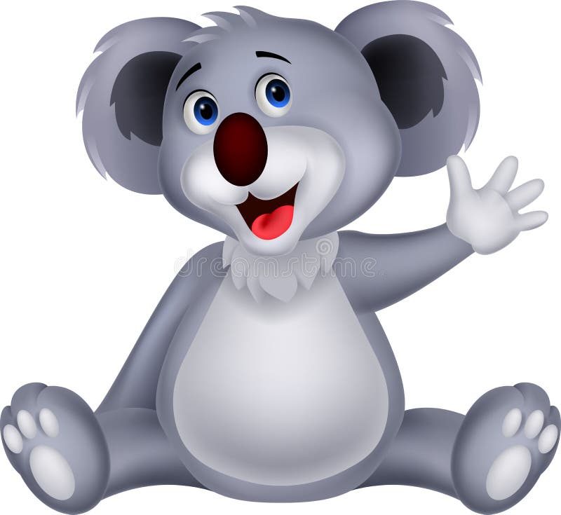 Cute Koala Cartoon Waving Hand Stock Vector Illustration of cute