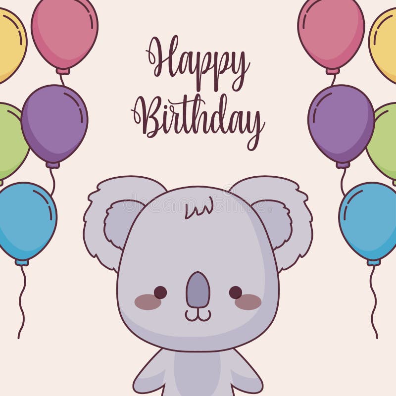 Cute koala birthday card stock illustration. Illustration of funny ...