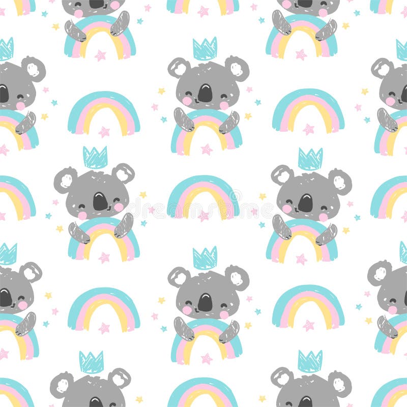 Beautiful Cute Childish Illustration Koala Rainbow Stock Vector (Royalty  Free) 1325773016