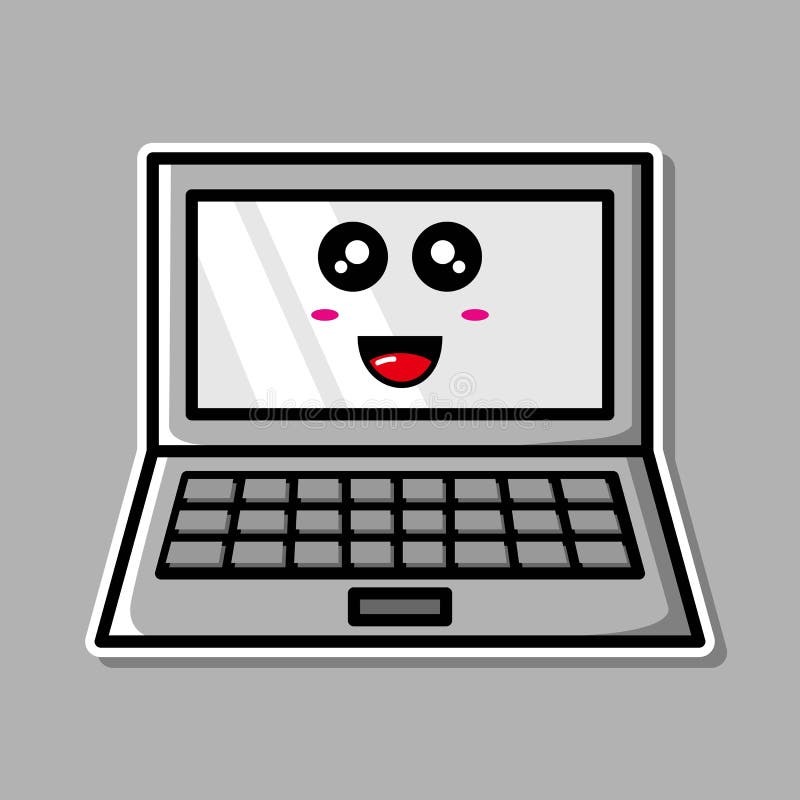 Cute Laptop Cartoon Illustration. Technology Concept Stock Vector ...