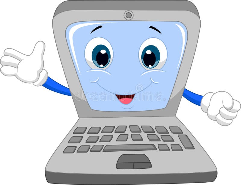 Cute Laptop Cartoon Waving Hand Stock Vector - Illustration of cartoon ...