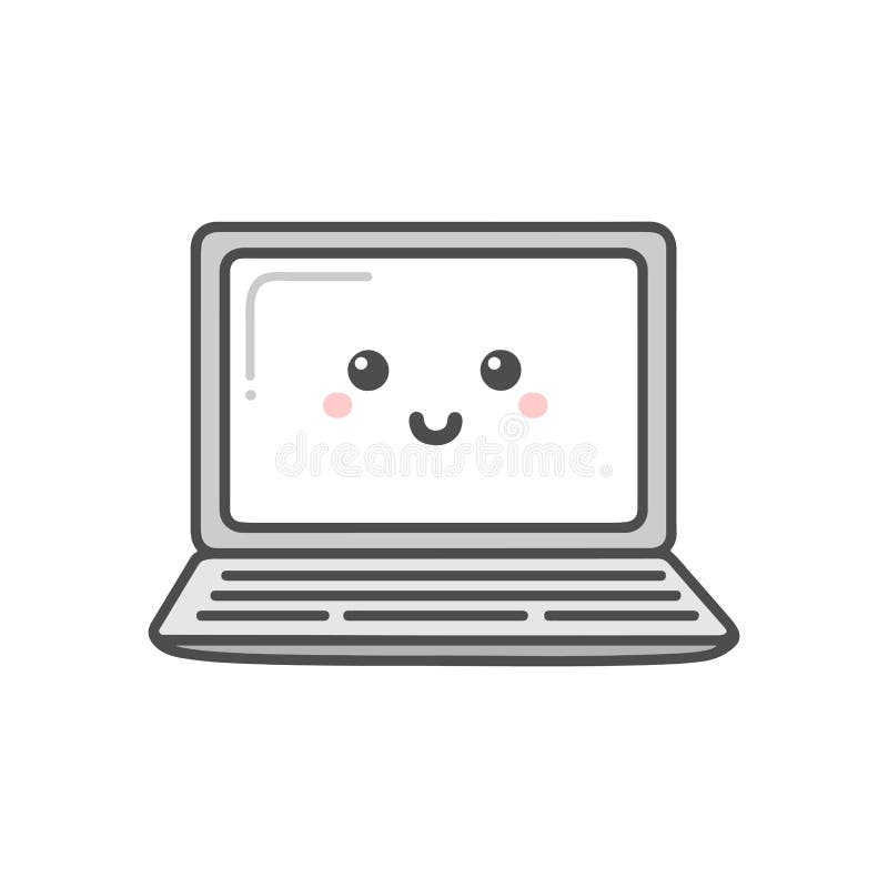 Cute laptop doodle icon stock vector. Illustration of icon - 137206428