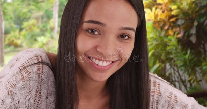 Cute Latina Girl Smiling At Camera Stock Image Image Of Camera 