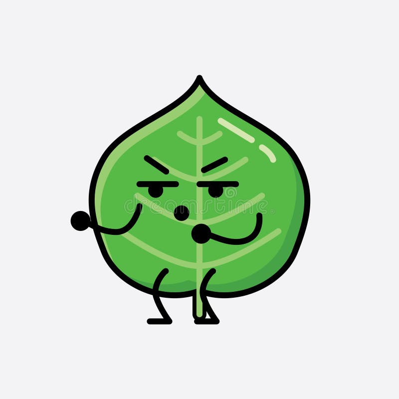 Cute Leaf Mascot Vector Character in Flat Design Stock Vector ...