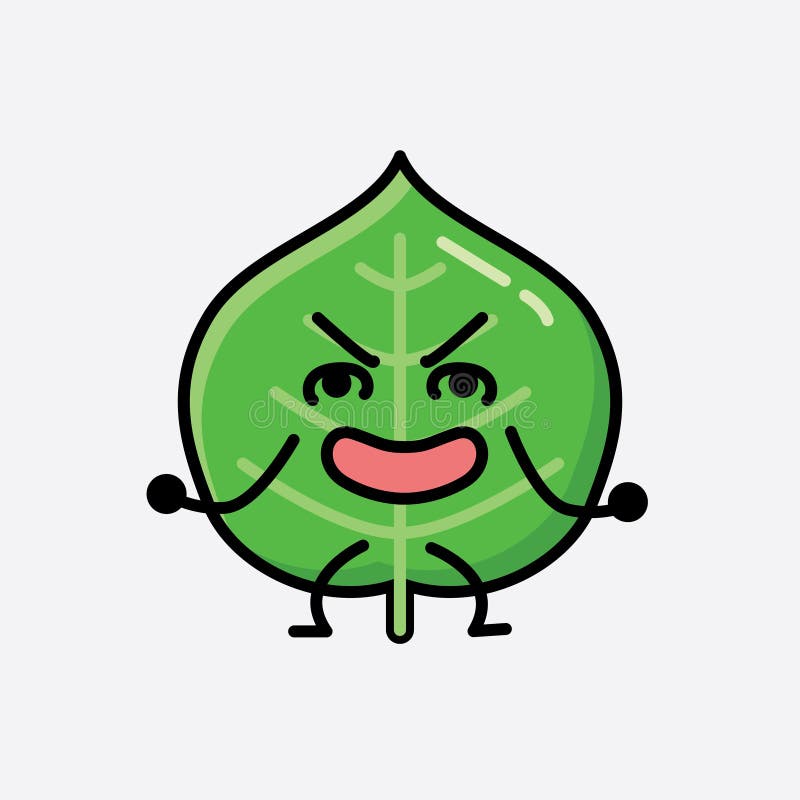 Cute Leaf Mascot Vector Character in Flat Design Stock Vector ...