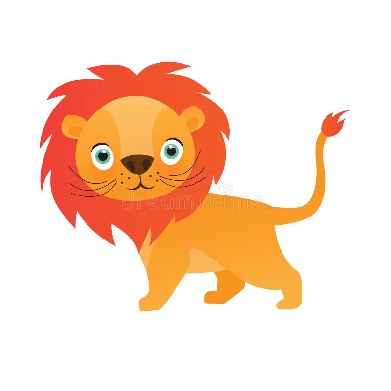 Cute Lion Cartoon on White Background Vector Illustration. Stock Vector ...