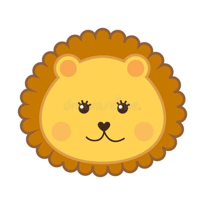 Cute Lion Head Isolated Icon Design Stock Illustration - Illustration ...