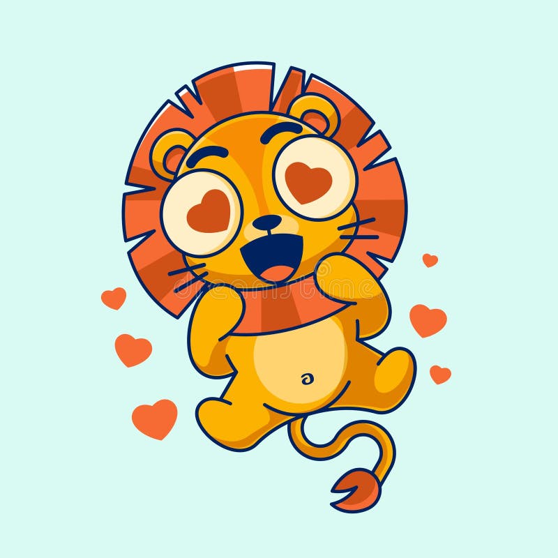 Cute lion in love cartoon stock vector. Illustration of drawing - 272061153