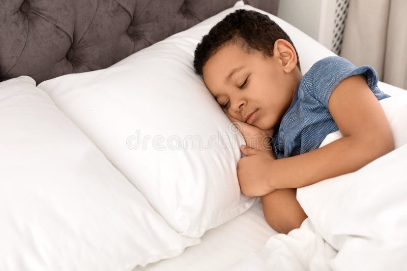 Cute Little AfricanAmerican Boy Sleeping Stock Photo Image of