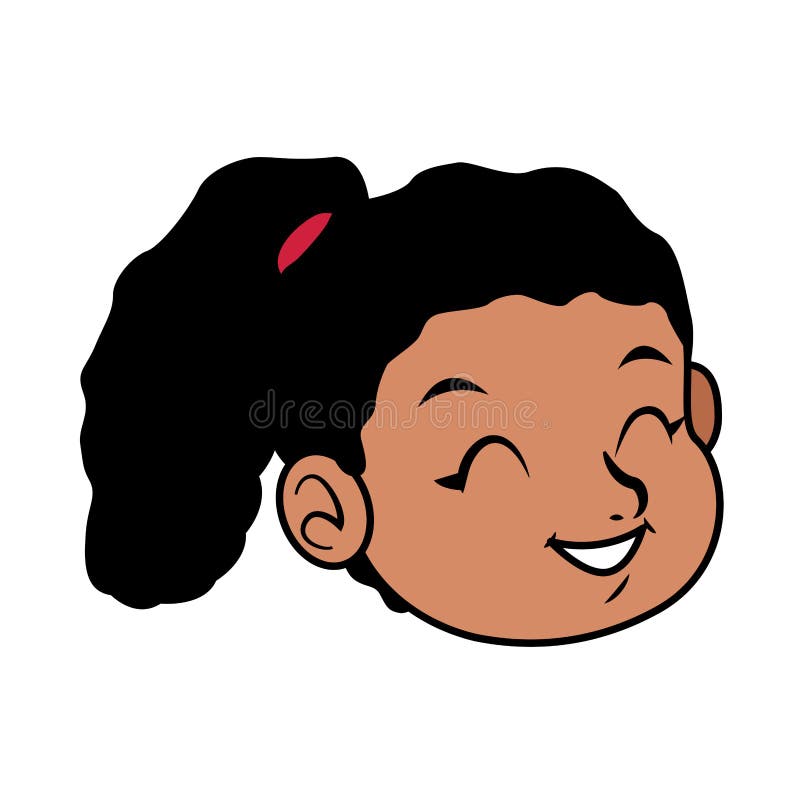Cute Little Afro Girl Head Character Stock Vector - Illustration of ...