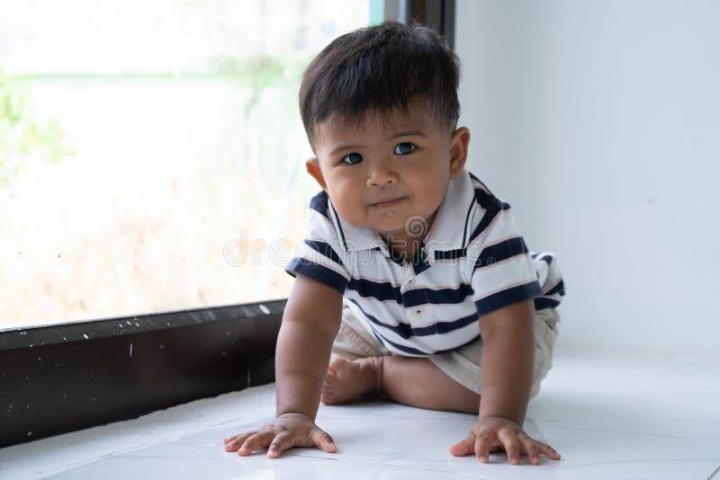 Cute little asian baby stock image