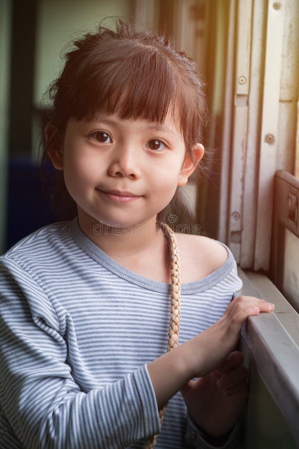 Little Asian Thai Girl, Recovering Sleep on White Patient Bed ...