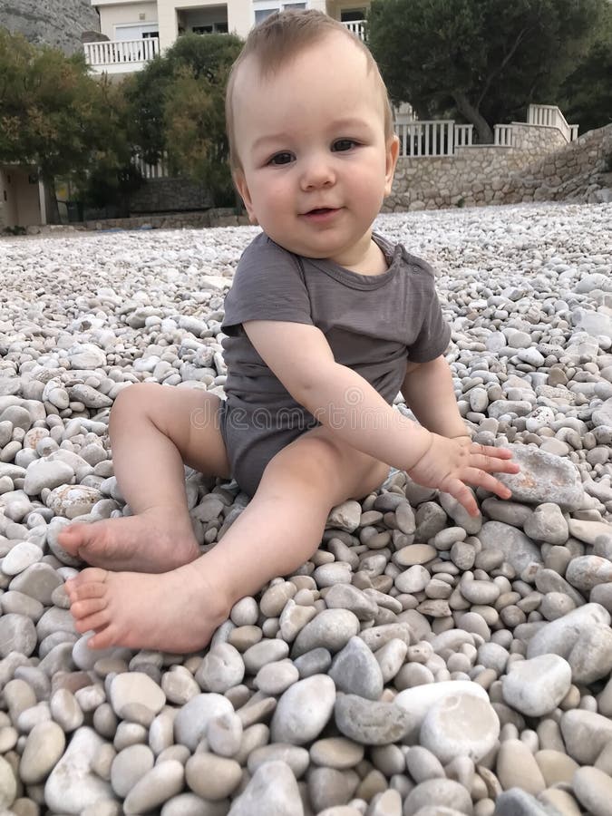 Cute Little Baby on the Beach Stock Photo Image of lifestyle