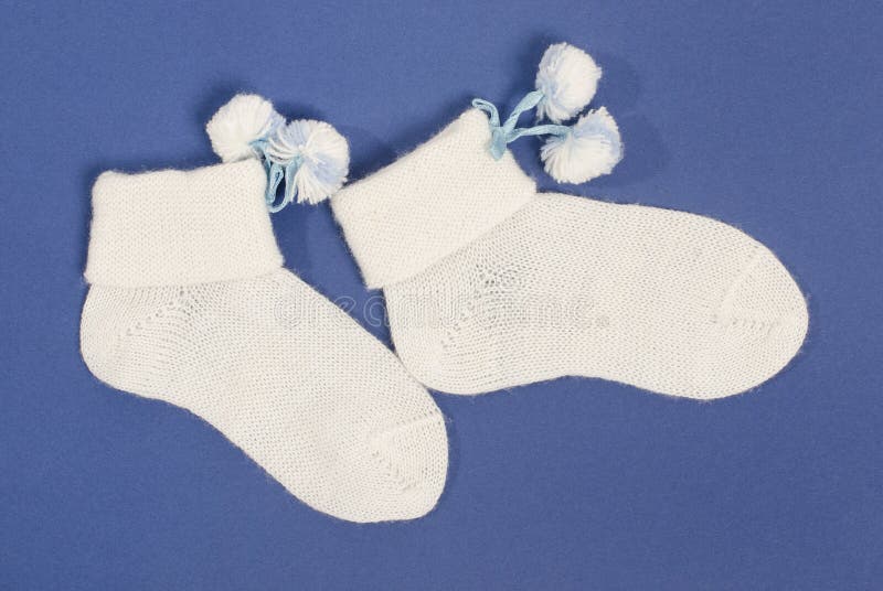 Cute Little Baby Boy Socks Isolated on White. Stock Image Image of