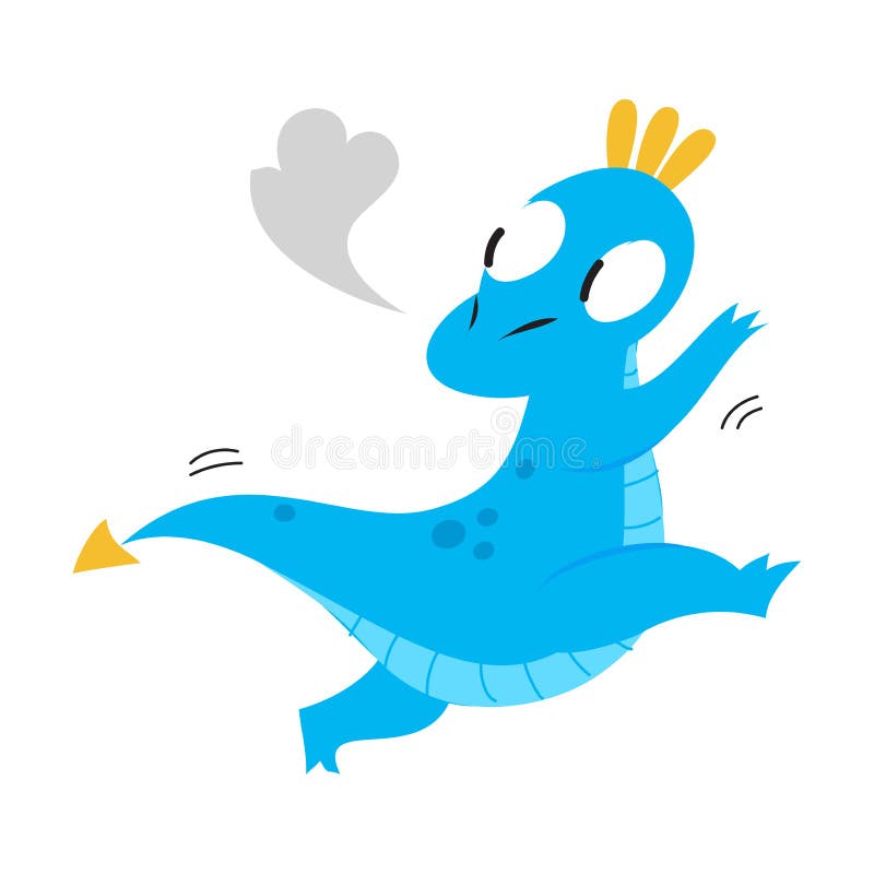 Cartoon Dinosaur Running Away Meteor Stock Vector (Royalty Free