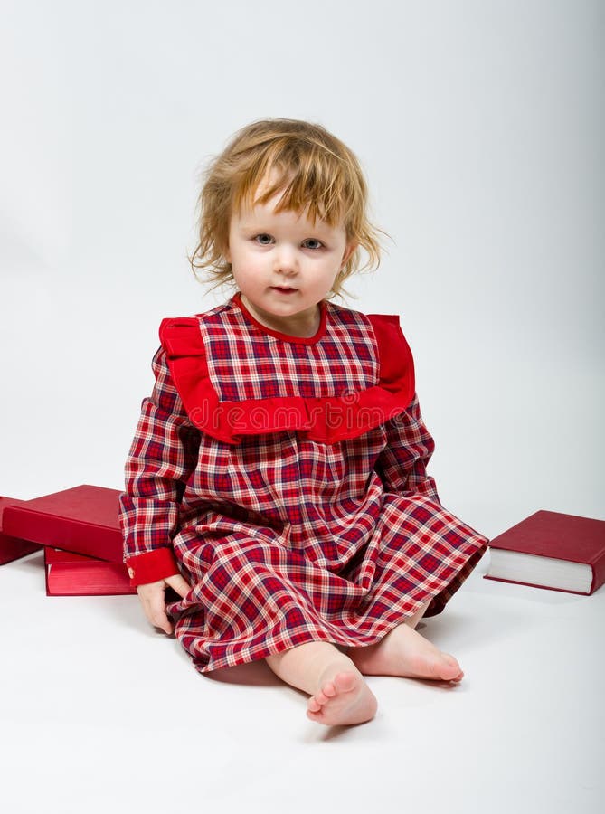 Cute Little Baby in Red Dress Stock Photo Image of cute, studio 23297680