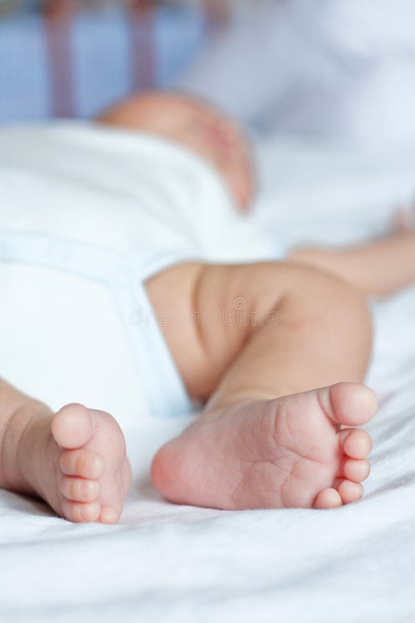 Cute Little Baby is Sleeping on the Bed Stock Photo Image of newborn
