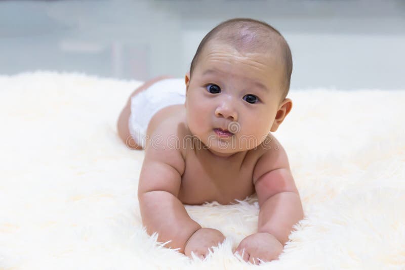 Cute Little Baby Sleeping on Soft Fluffy Stock Image Image of girl
