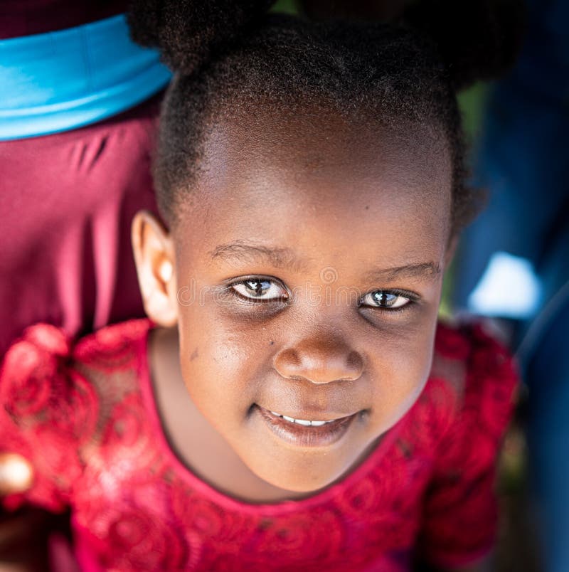 Cute Little Black African Girl Close Up Portrait Stock Image Image Of Afro American 218860733