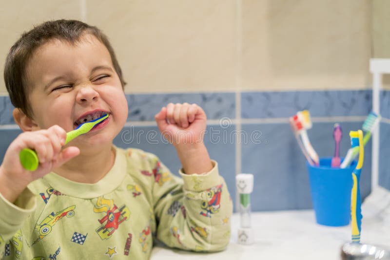 Cute Little Boy Brushing Teeth. Little Baby Boy with Tooth Brush Stock Image Image of