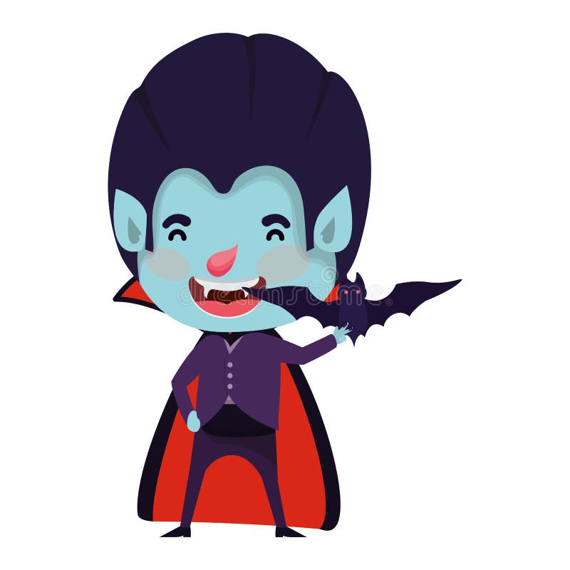 Cute Little Boy with Dracula Costume and Bats Flying Stock Vector ...