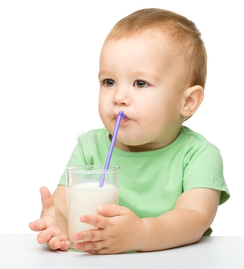 Cute Little Boy is Drinking Milk Stock Image Image of food, dairy