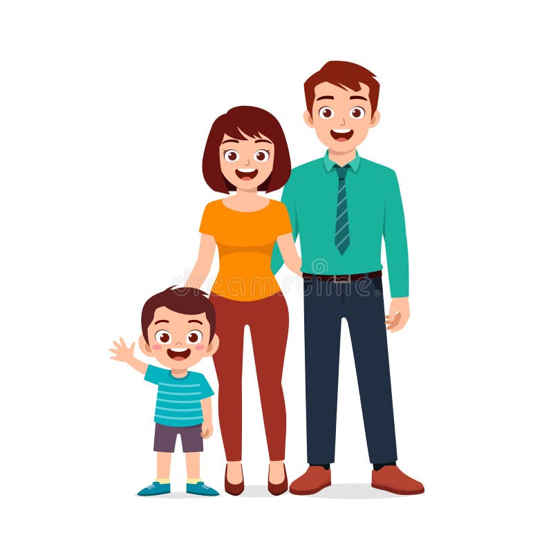 Cute little boy with mom and dad together royalty free illustration