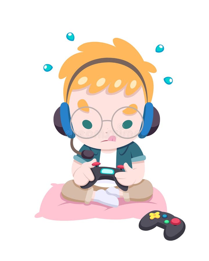 Cute Little Boy Playing Game Vector Illustration Stock Vector -  Illustration of computer, modern: 155635285
