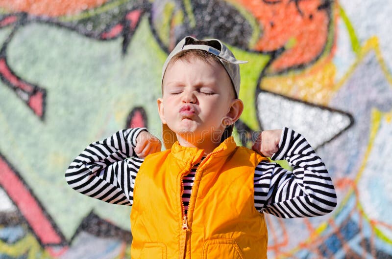 Cute little boy pulling a face