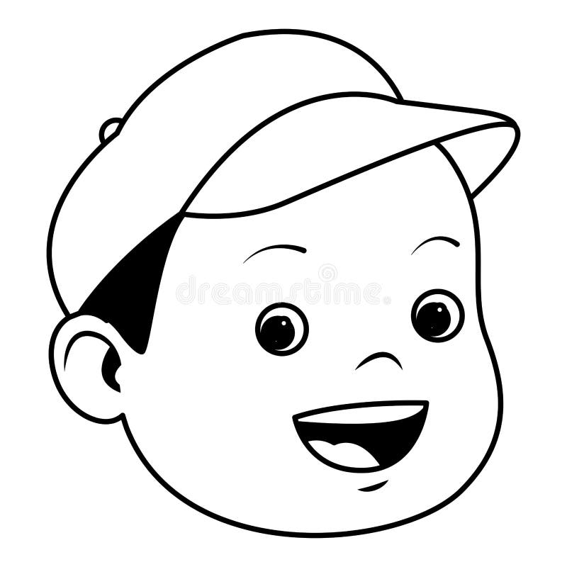 Kind Smiling Boy Face (Black)