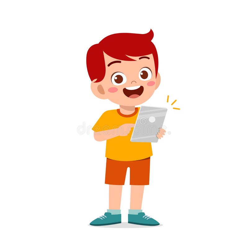 Kid Boy Using Smartphone Vector Stock Illustration - Illustration of ...