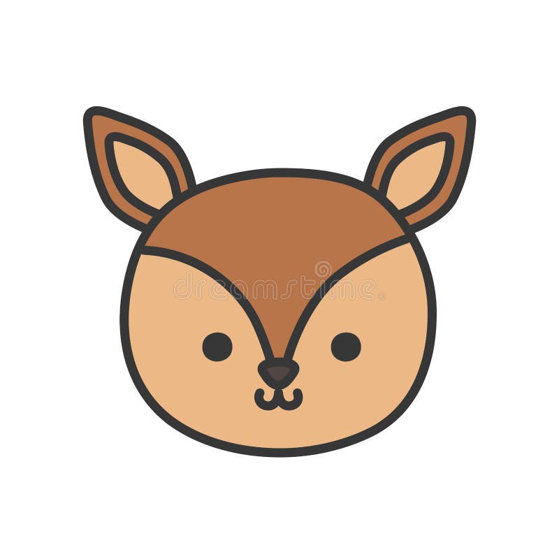 Cute Little Deer Head Animal Cartoon Stock Vector - Illustration of