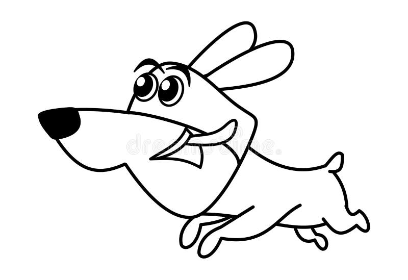 A Cute Little Dog in Black and White for Colouring in Stock Vector