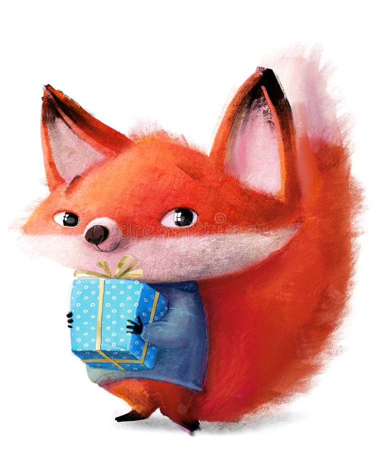 Cute Little Fox Character with Blue Sweater and Tea Cup Stock Photo ...