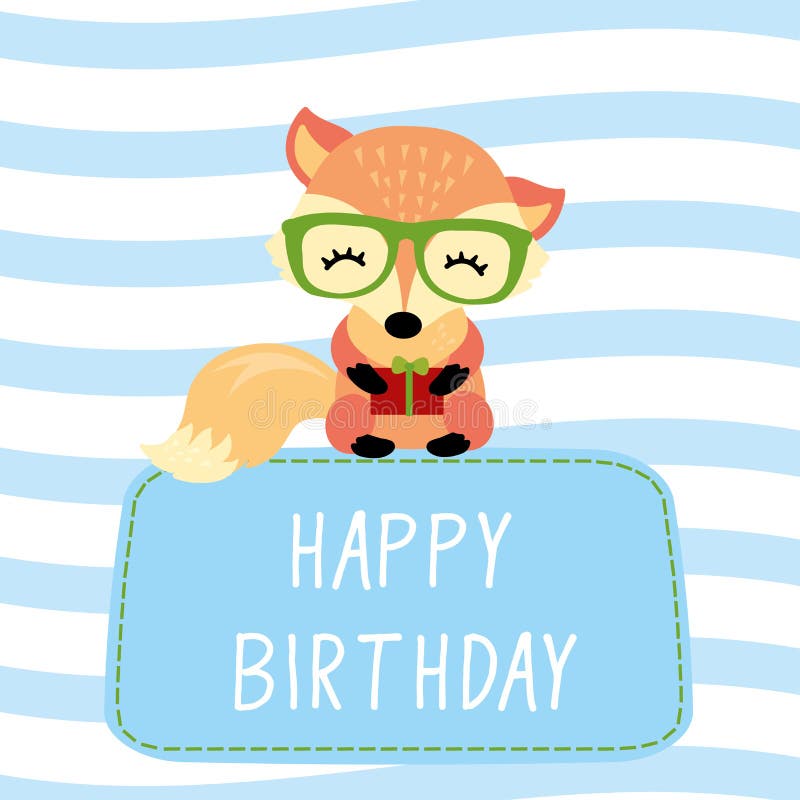 Happy birthday fox stock vector. Illustration of birthday - 23213989