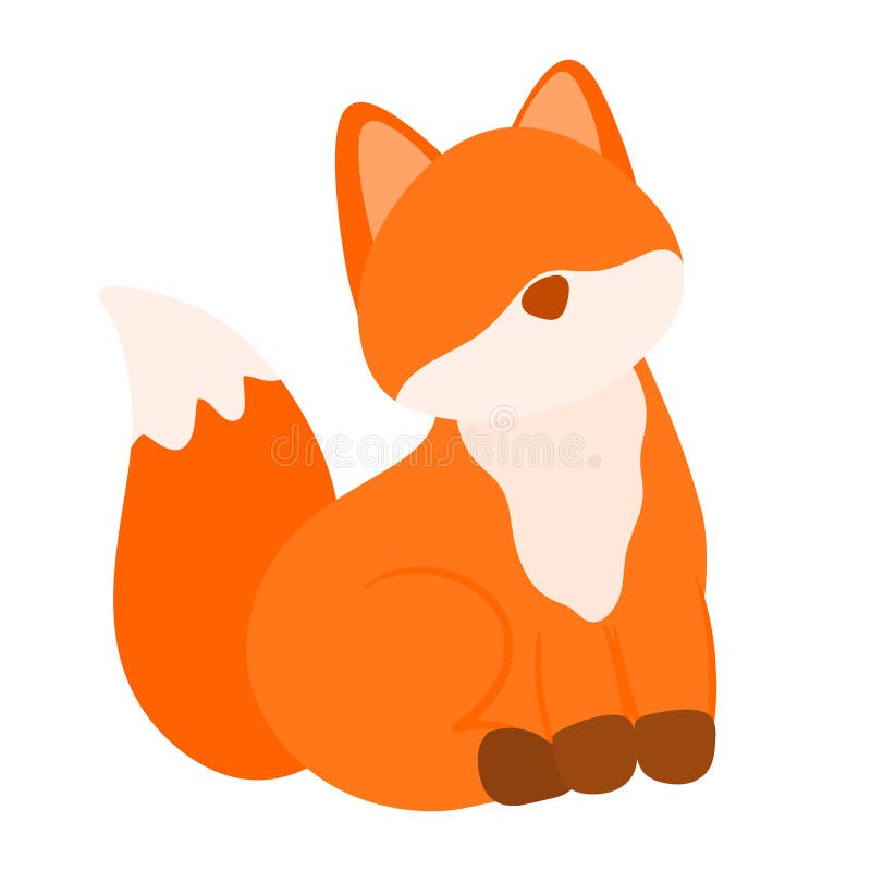 Cute Little Fox Sitting Wild Animal in Animated Cartoon Vector ...
