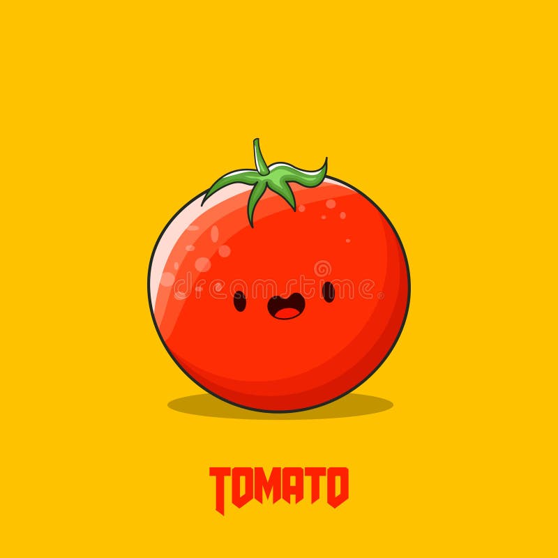 Cute Little Funny Tomato Cartoon Character Stock Illustration Illustration of design