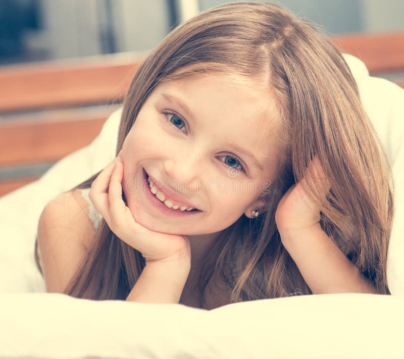 Cute Little Girl In A Bad Stock Photo - Image: 57444929