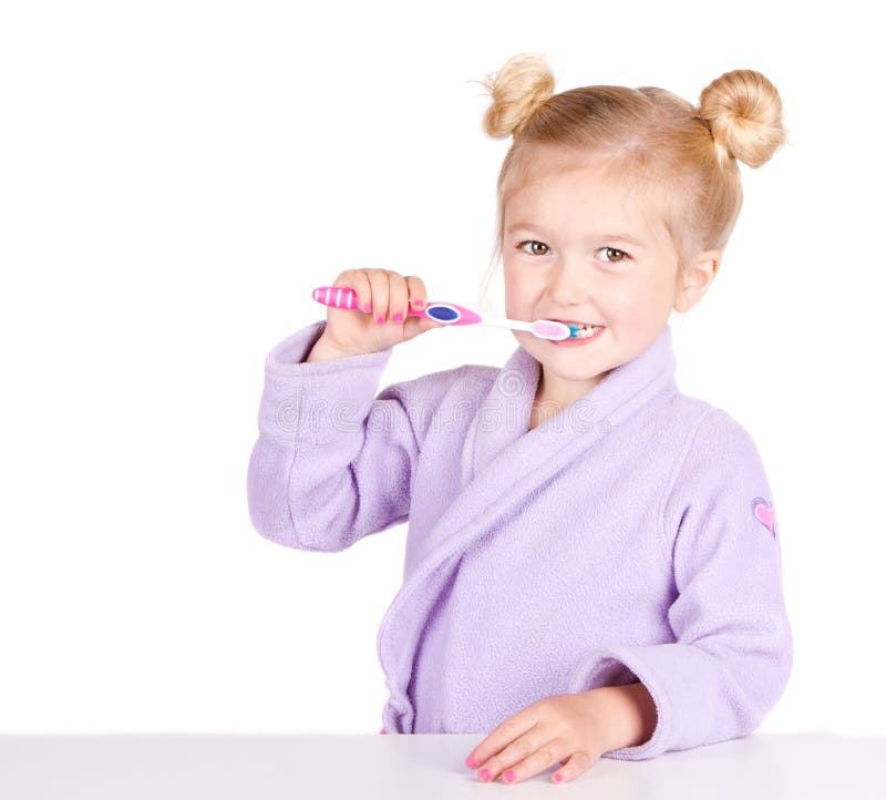 Cute little girl brushing teeth royalty free stock photography Cute little girl brushing teeth royalty free stock photography