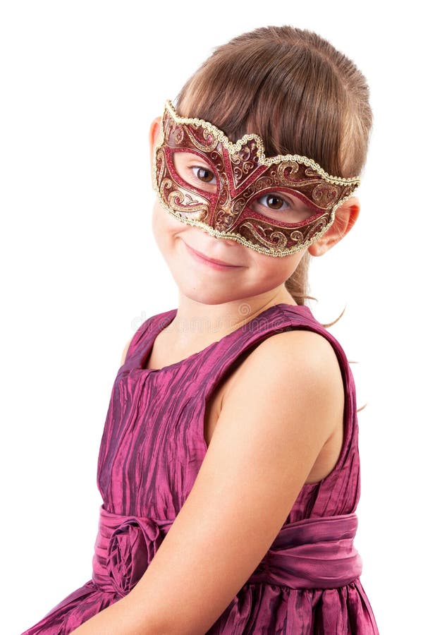 Cute Little Girl in a Carnival Mask Stock Image Image of festival