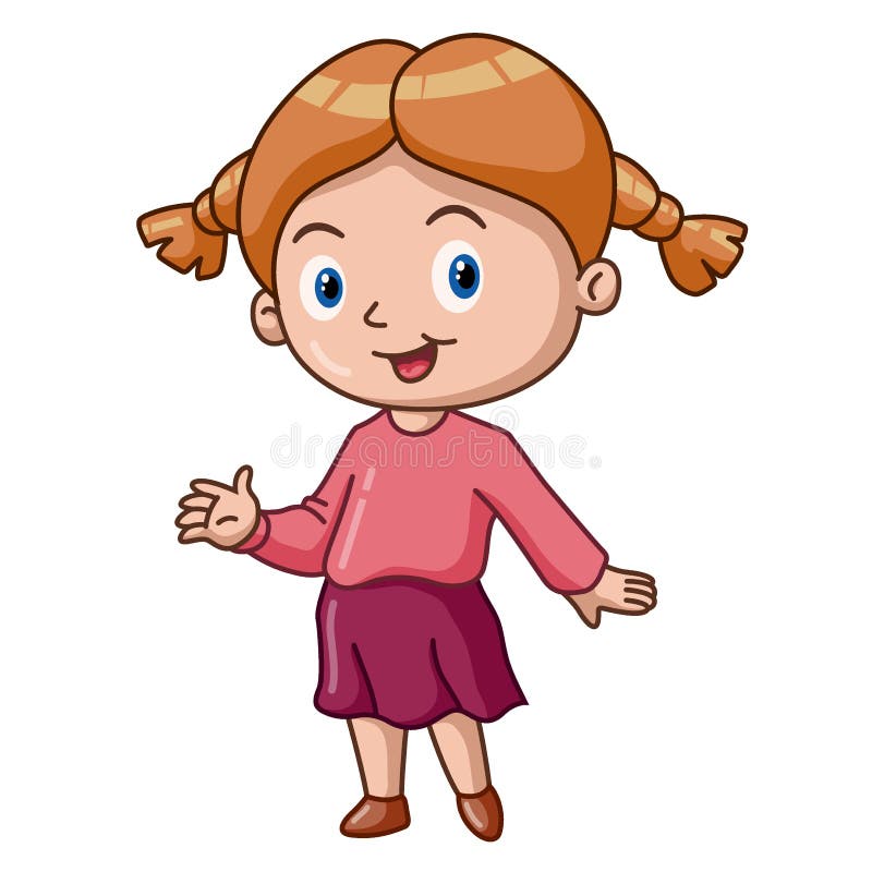 Cute Little Girl Cartoon Waving Hand Stock Vector - Illustration of ...