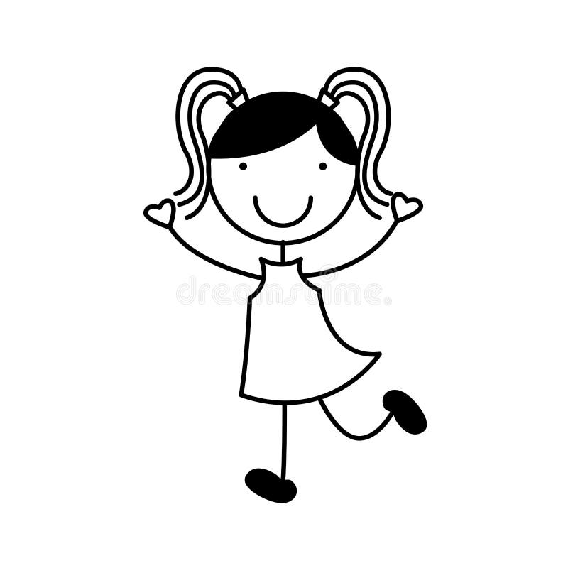 Cute little girl character stock vector. Illustration of graphic - 90374624