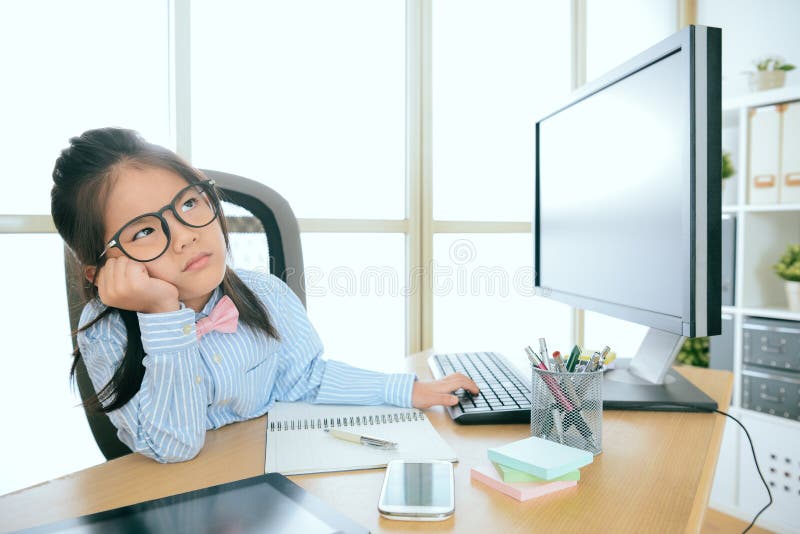 Cute little girl children play as office worker royalty free stock image Cute little girl children play as office worker royalty free stock image