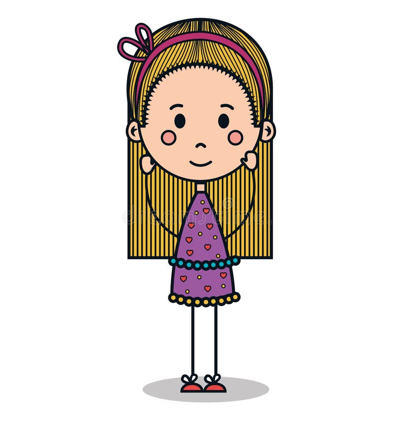 Cute little girl drawing stock illustration. Illustration of face