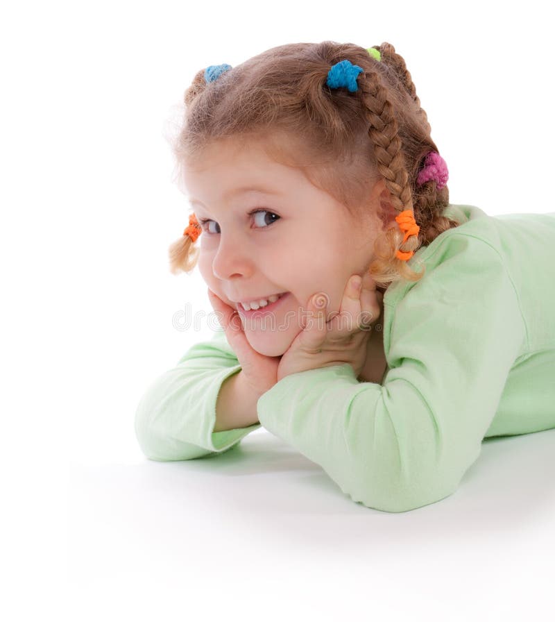 Cute little girl on the floor